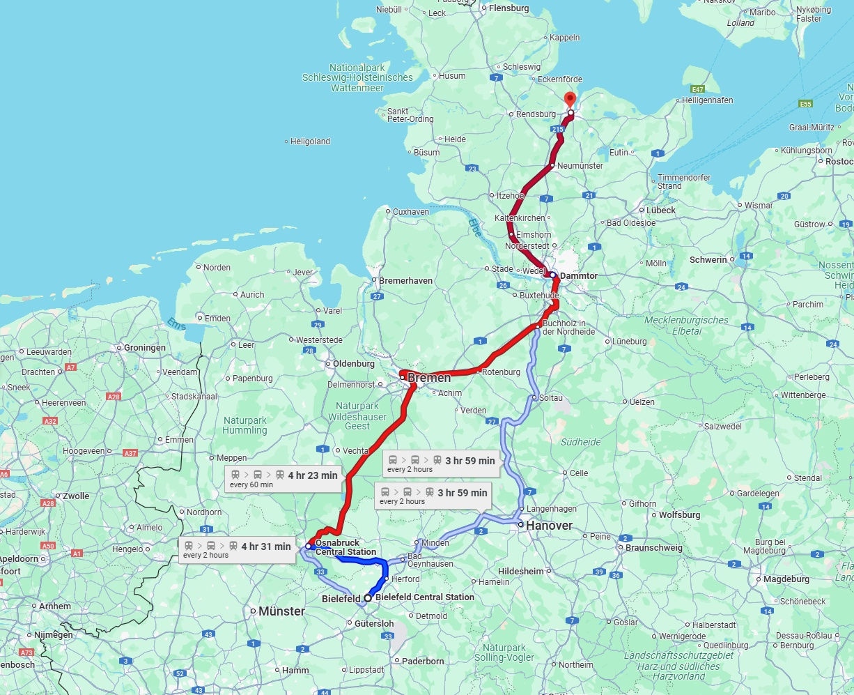 Anreise von Bielefeld Zu Kiel Über 
