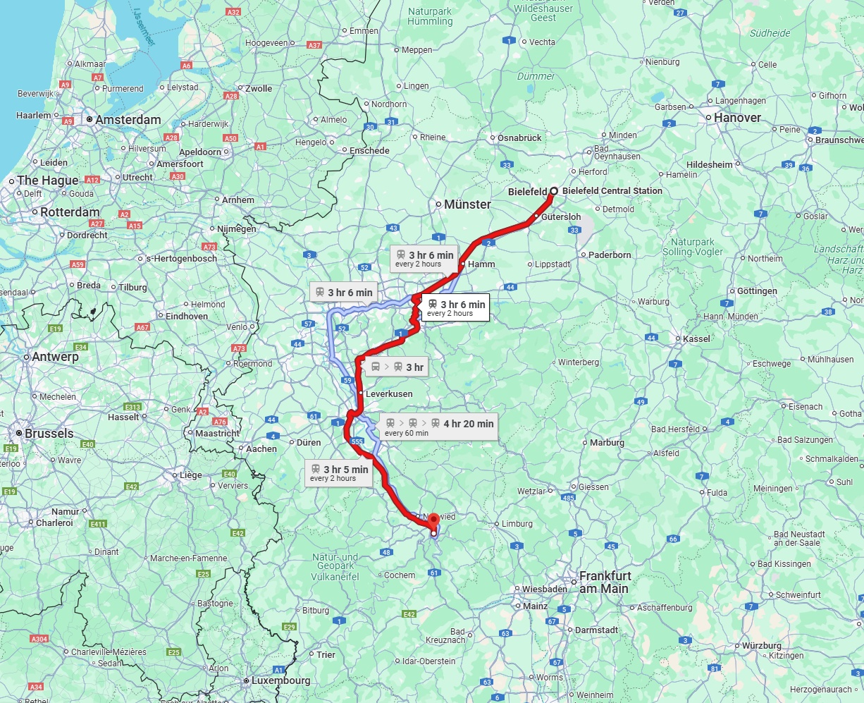Anreise von Bielefeld Zu Koblenz Über 