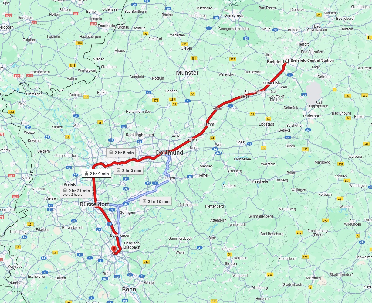 Anreise von Bielefeld Zu Köln Über 