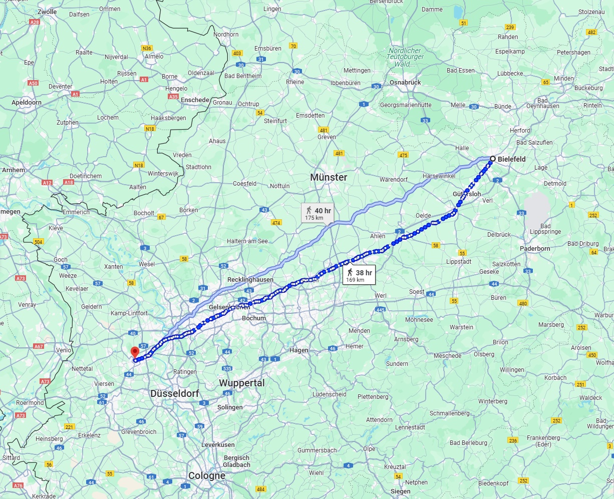 Anreise von Bielefeld Zu Krefeld Über 
