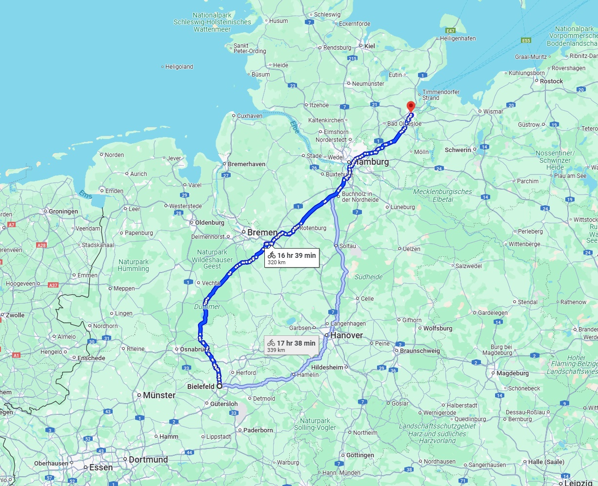 Anreise von Bielefeld Zu Lübeck Über 