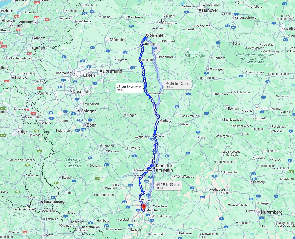 Anreise von Bielefeld Zu Ludwigshafen am Rhein Über 