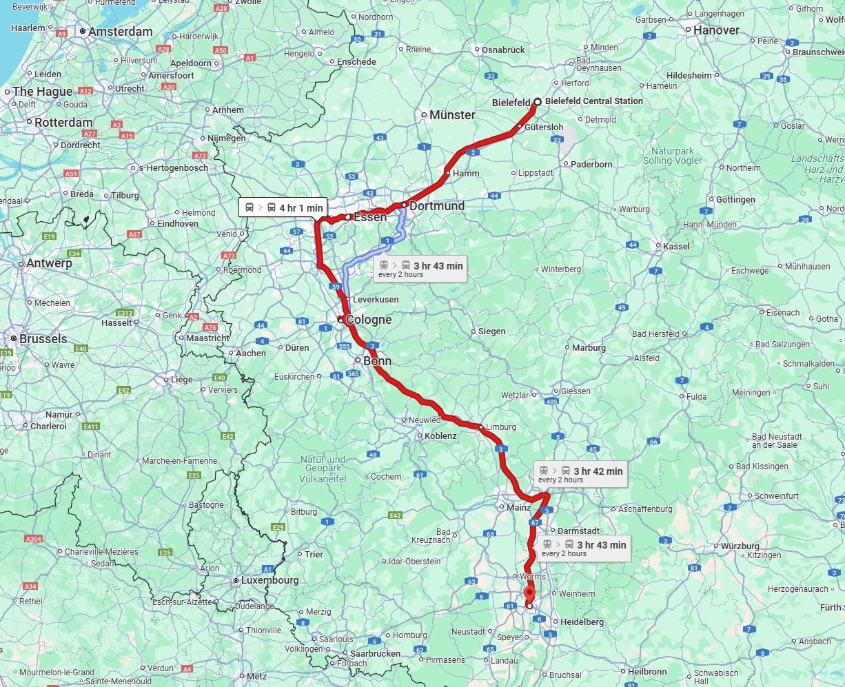 Anreise von Bielefeld Zu Mannheim Über 