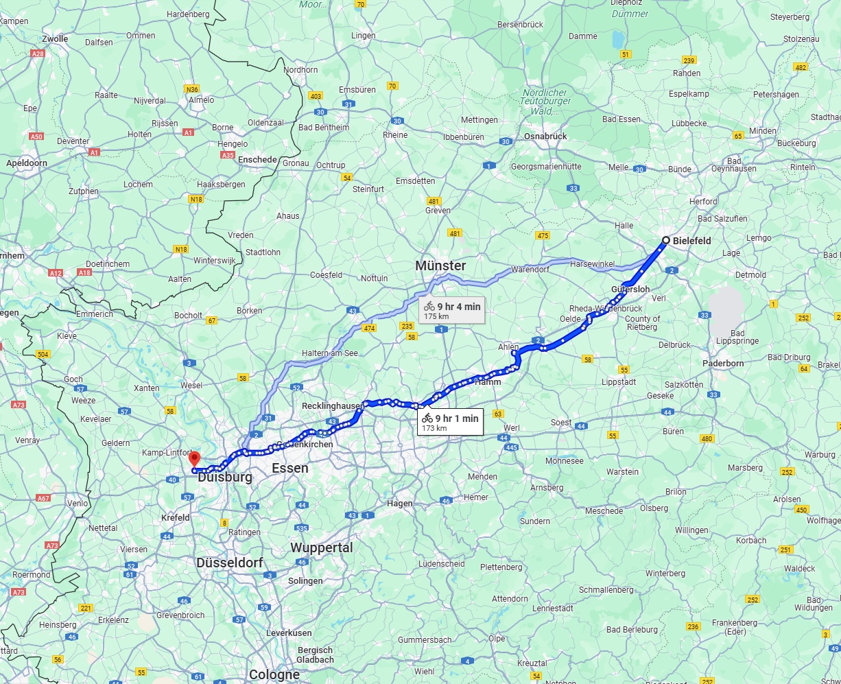 Anreise von Bielefeld Zu Moers Über 