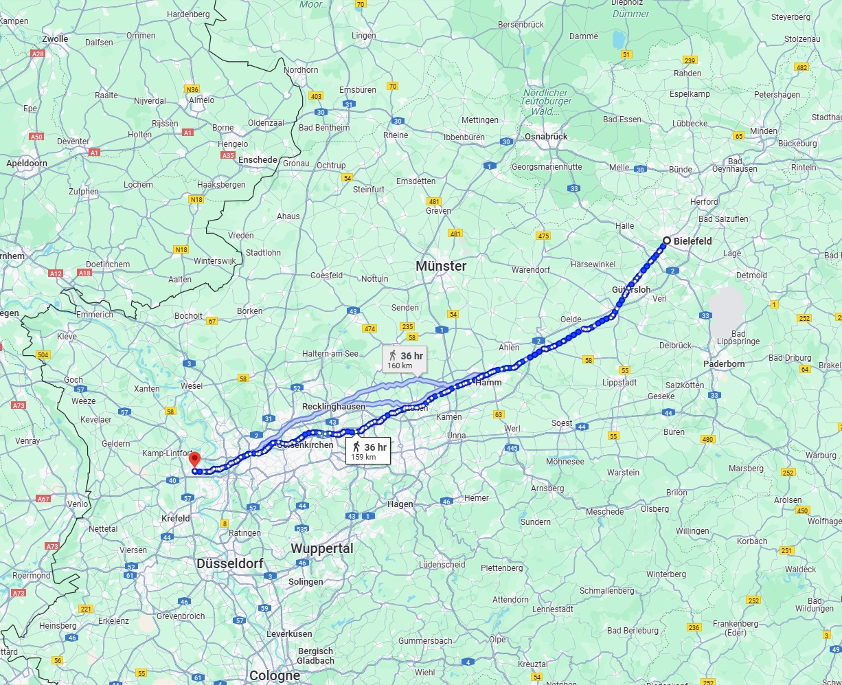 Anreise von Bielefeld Zu Moers Über 