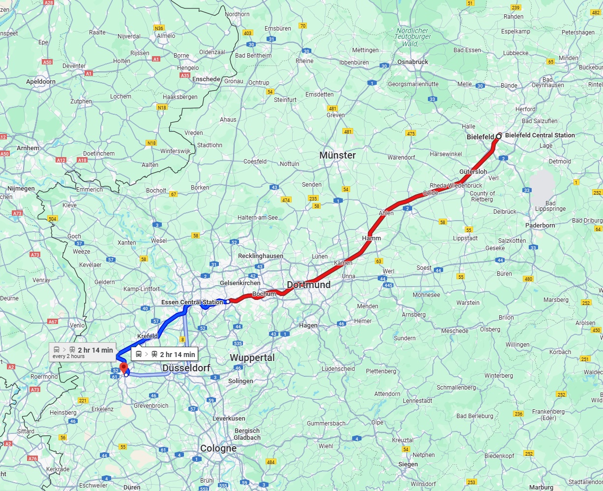 Anreise von Bielefeld Zu Mönchengladbach Über 