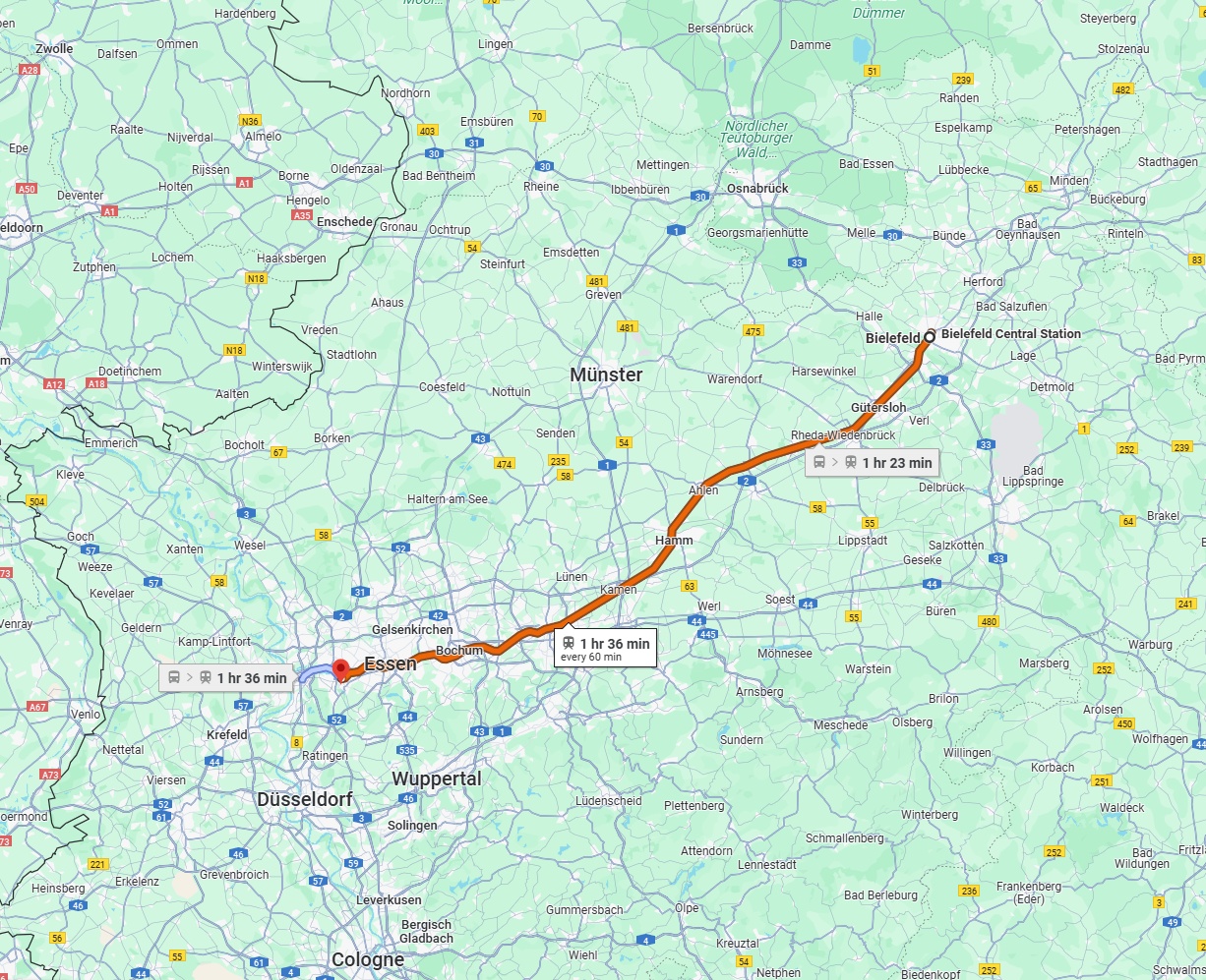 Anreise von Bielefeld Zu Mülheim an der Ruhr Über 