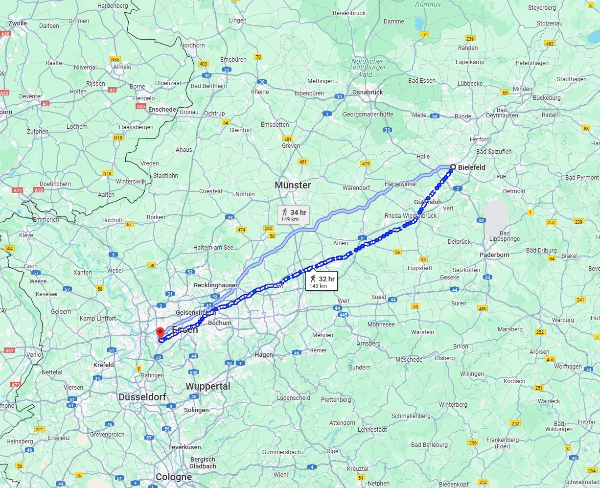 Anreise von Bielefeld Zu Mülheim an der Ruhr Über 