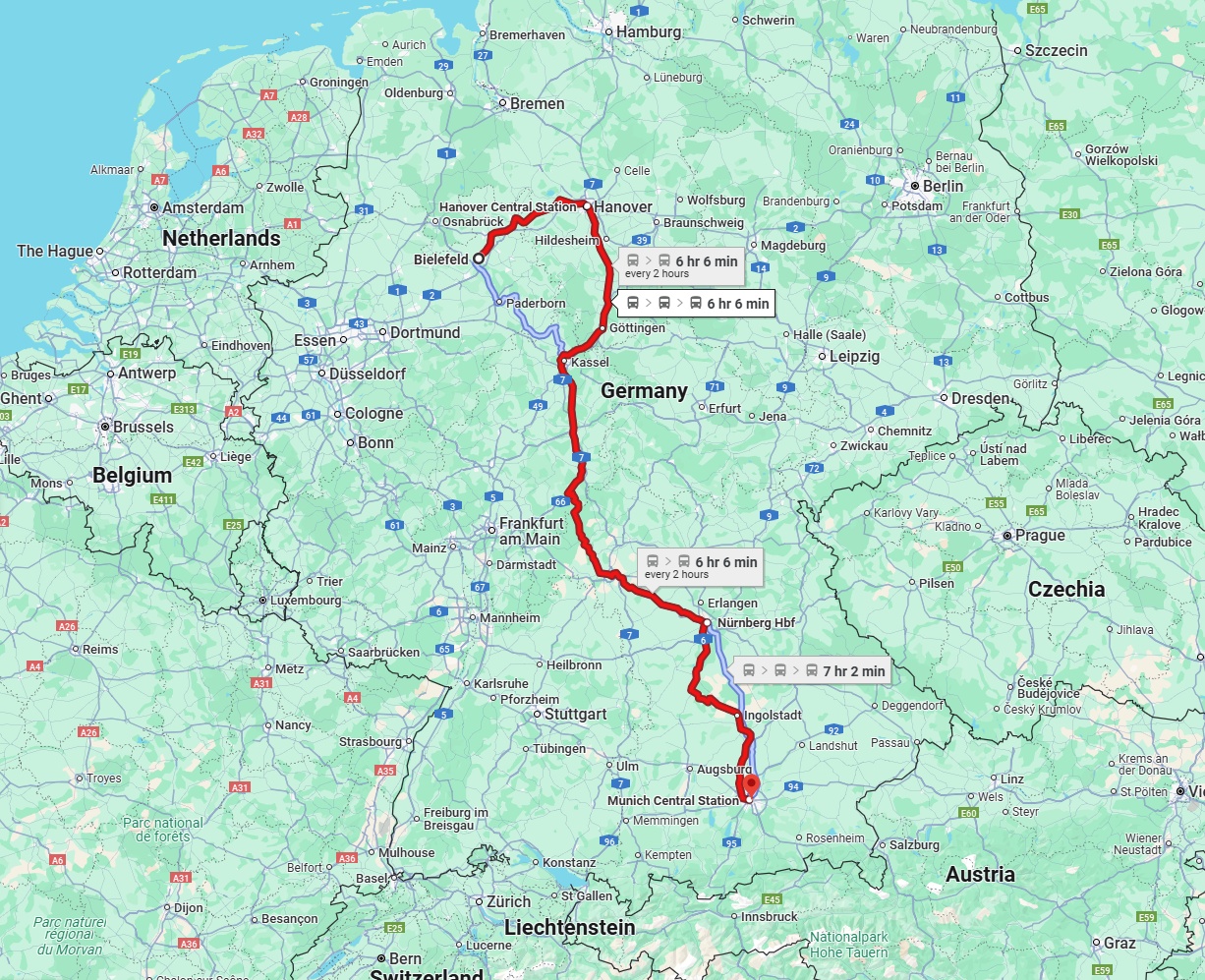Anreise von Bielefeld Zu München Über 