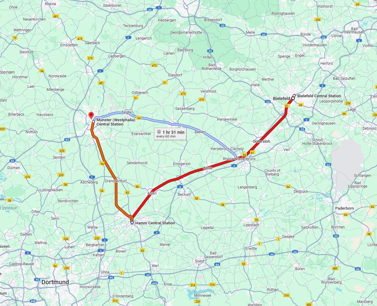 Anreise von Bielefeld Zu Münster Über 