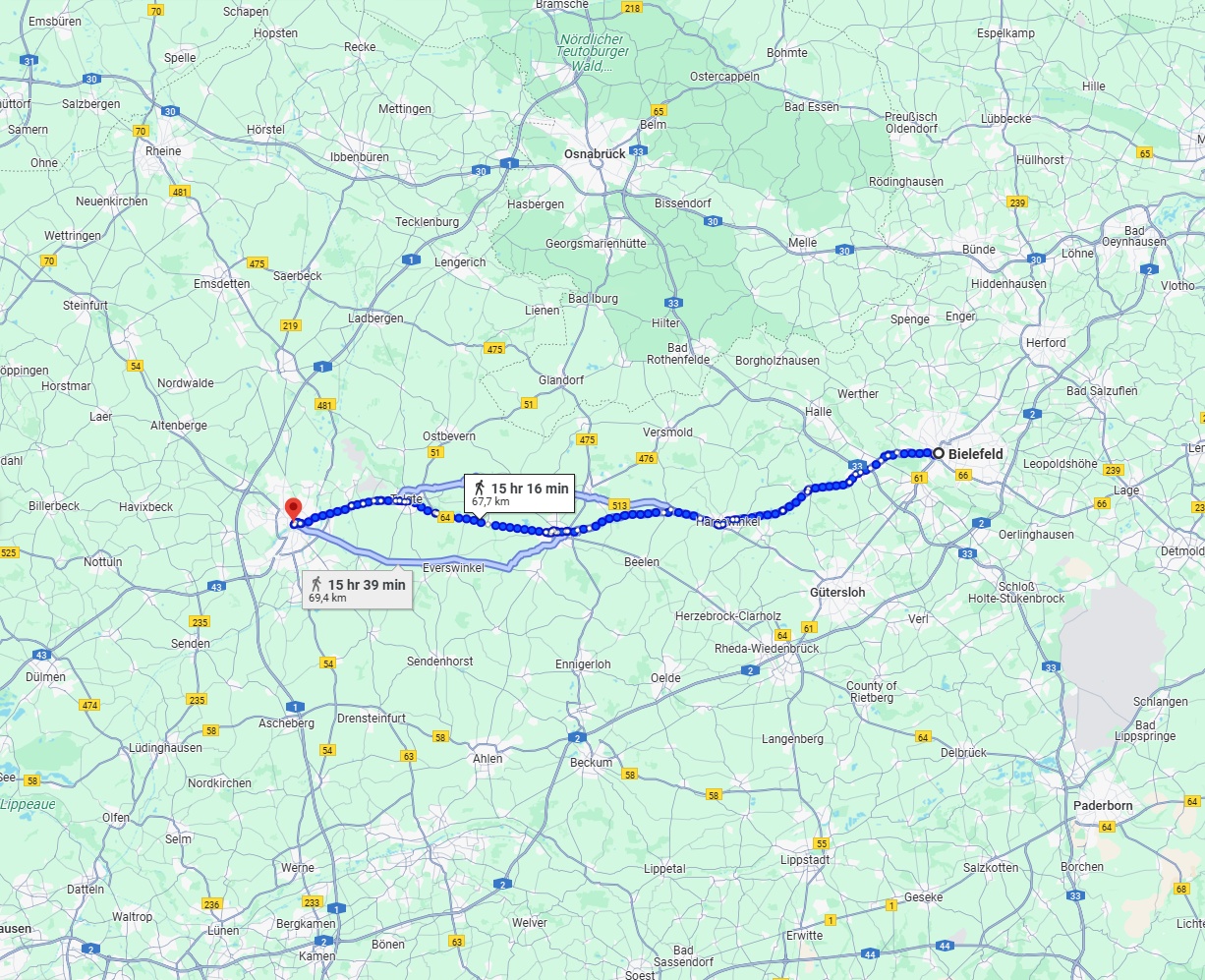 Anreise von Bielefeld Zu Münster Über 