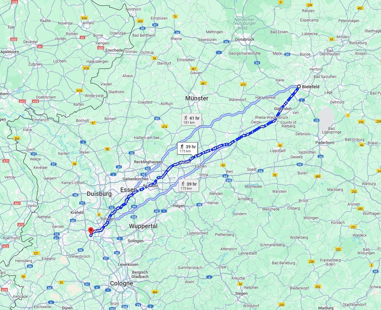 Anreise von Bielefeld Zu Neuss Über 