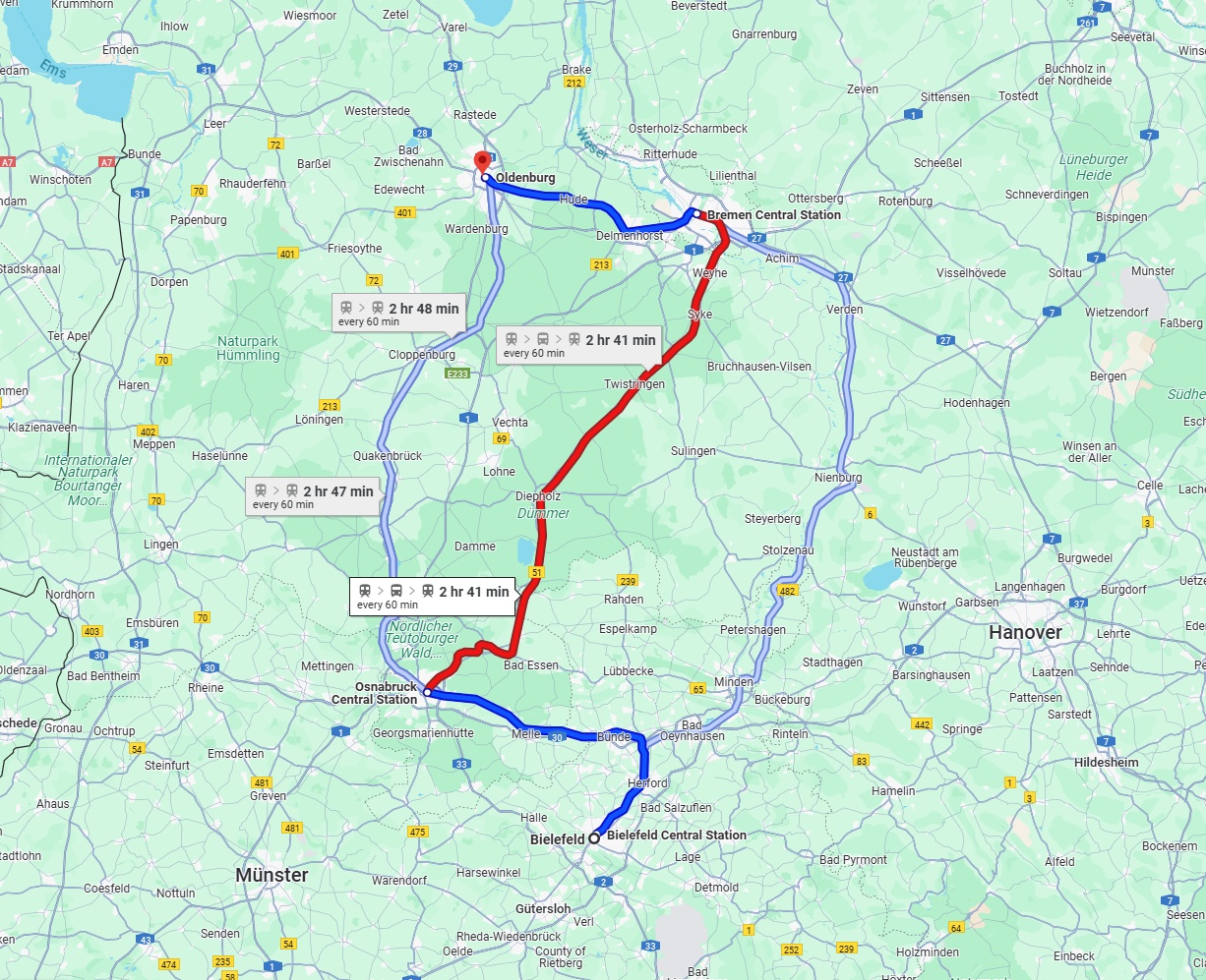 Anreise von Bielefeld Zu Oldenburg Über 