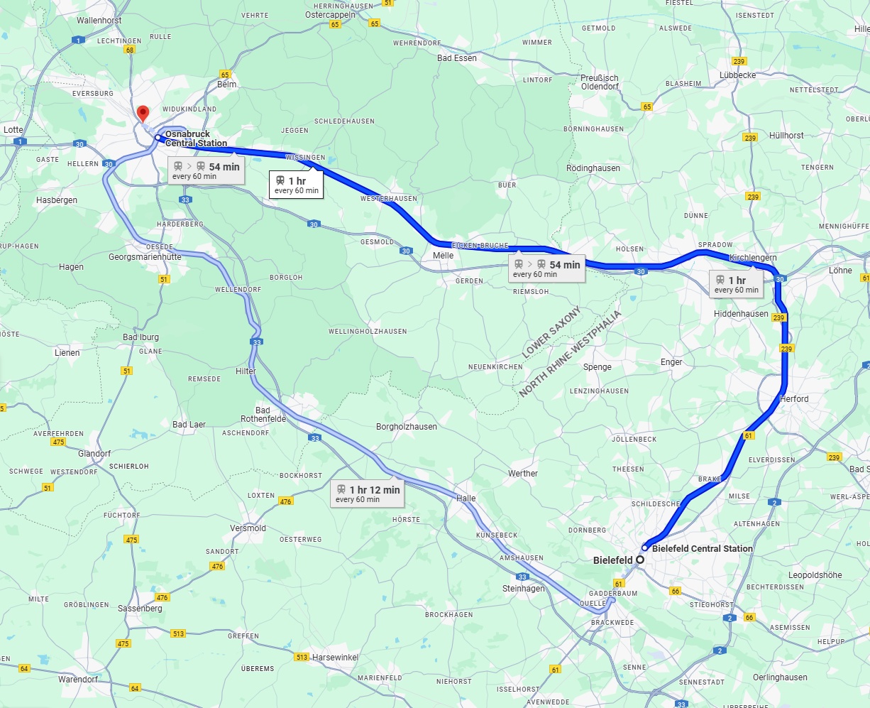 Anreise von Bielefeld Zu Osnabrück Über 