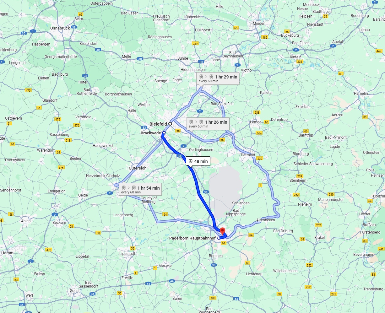 Anreise von Bielefeld Zu Paderborn Über 