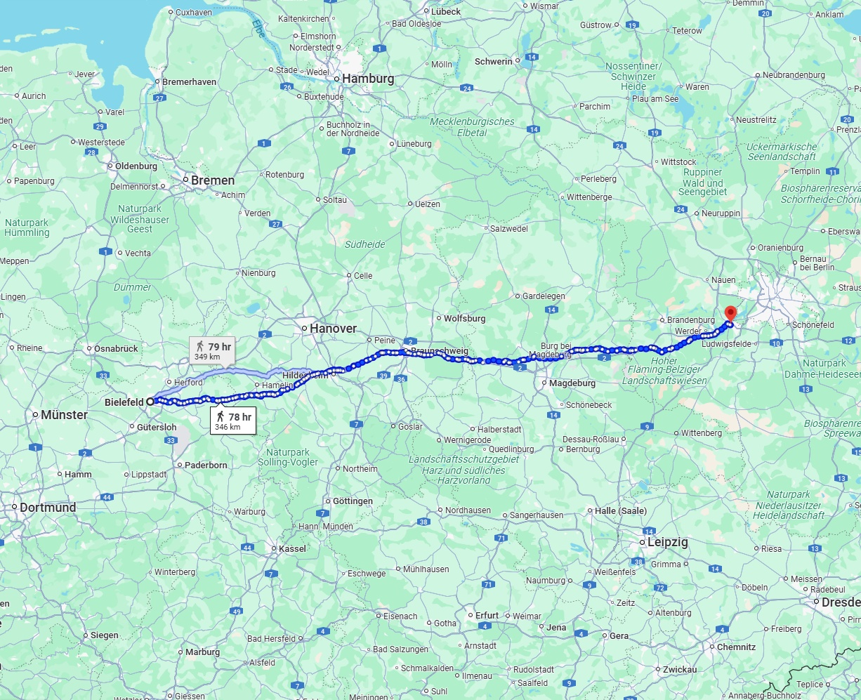 Anreise von Bielefeld Zu Potsdam Über 