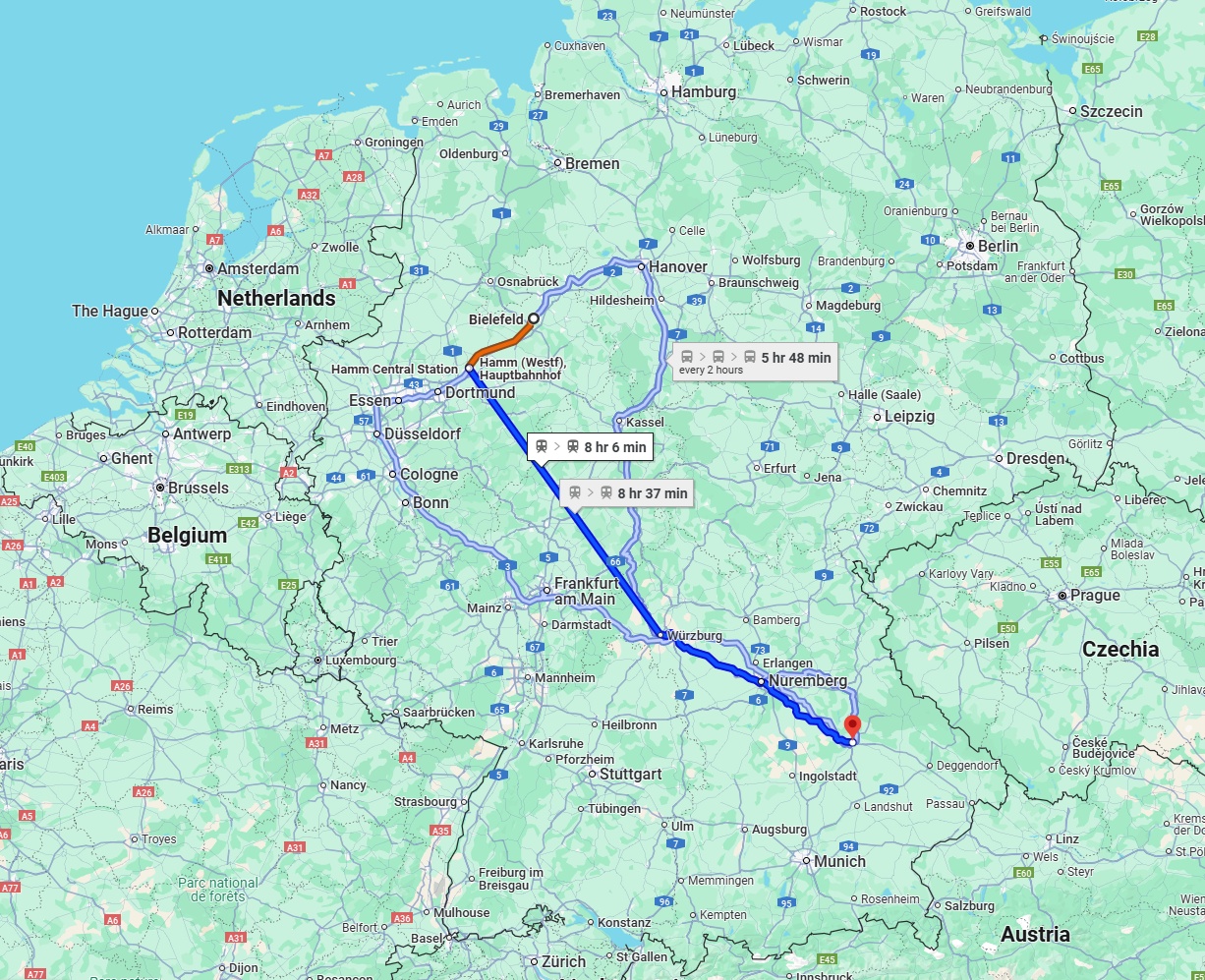 Anreise von Bielefeld Zu Regensburg Über 