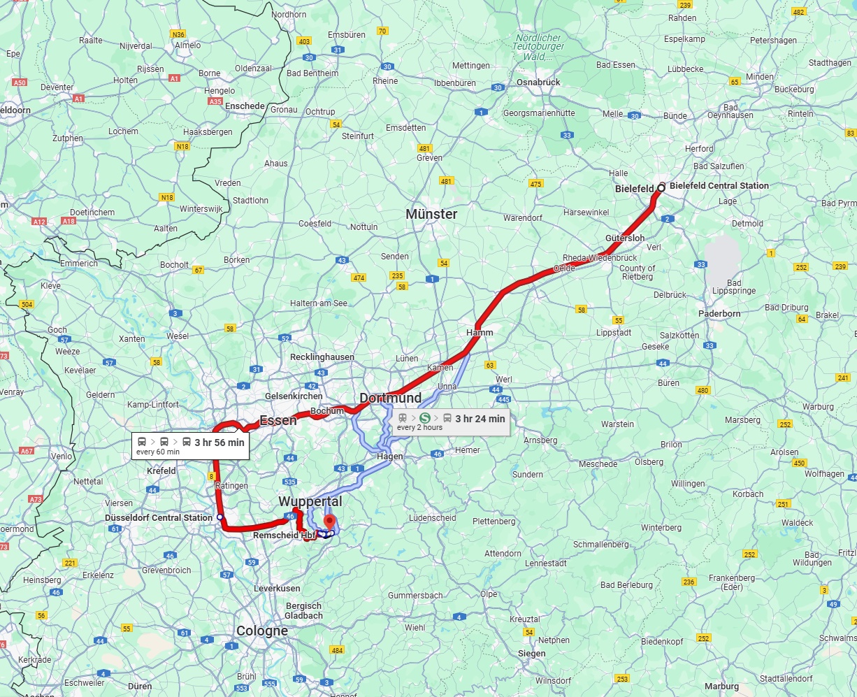 Anreise von Bielefeld Zu Remscheid Über 