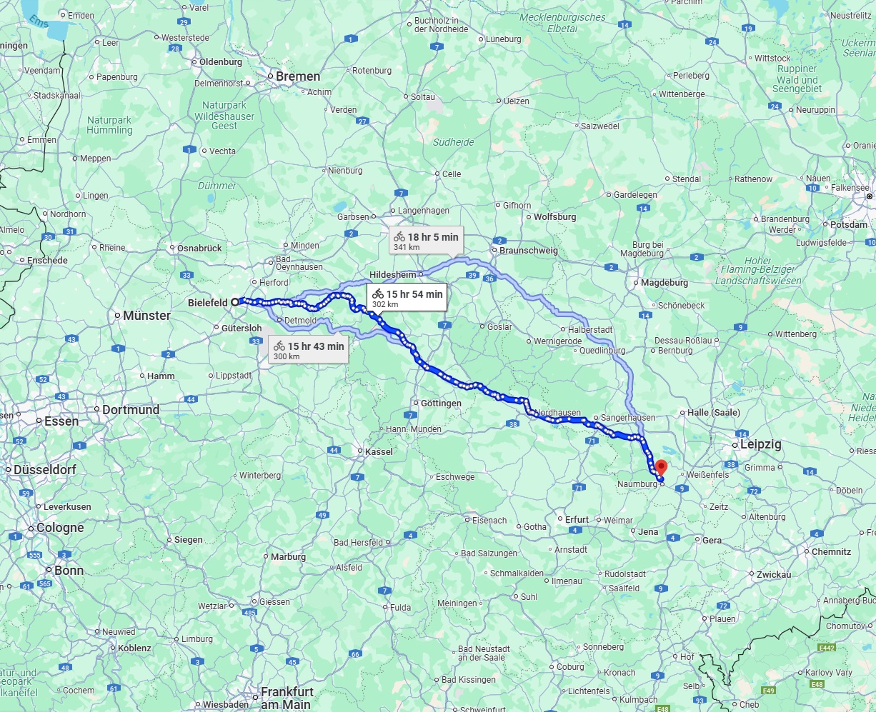 Anreise von Bielefeld Zu Saale Über 