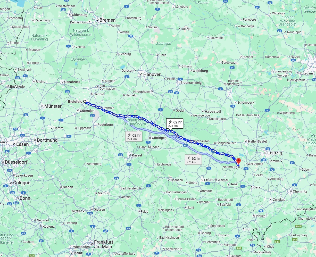 Anreise von Bielefeld Zu Saale Über 