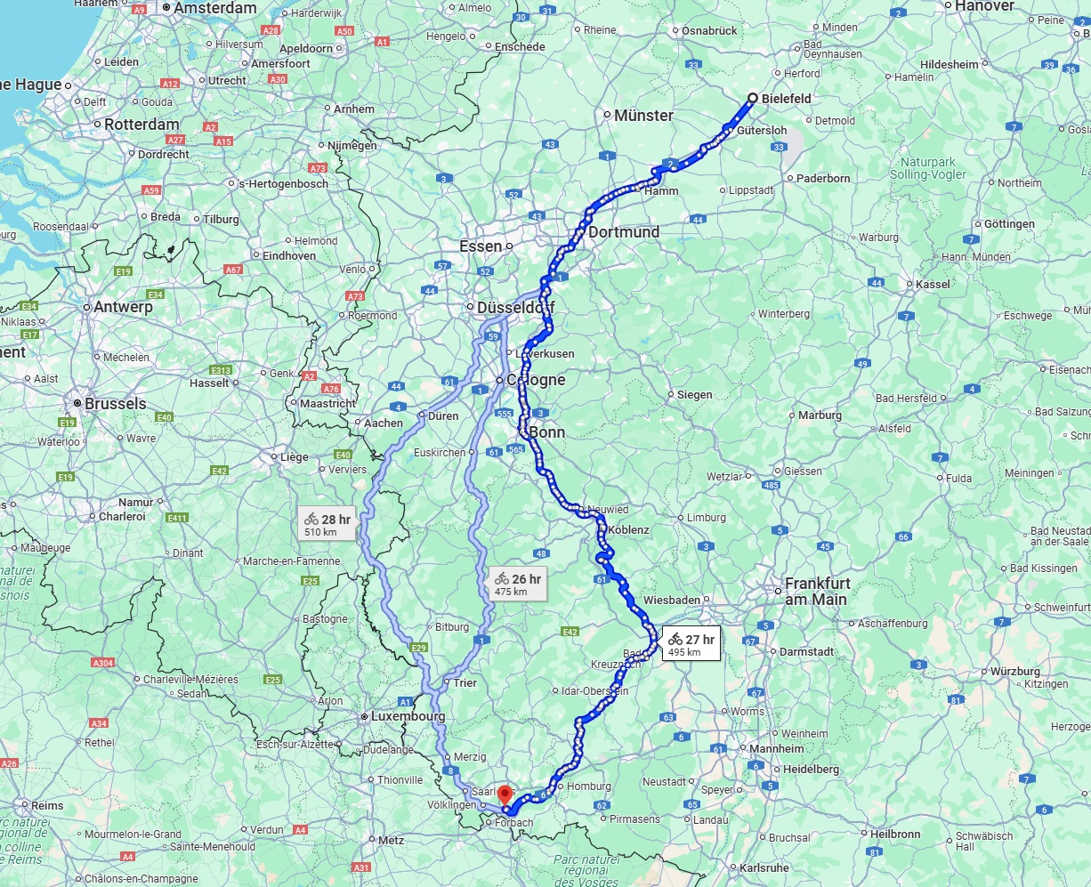 Anreise von Bielefeld Zu Saarbrücken Über 