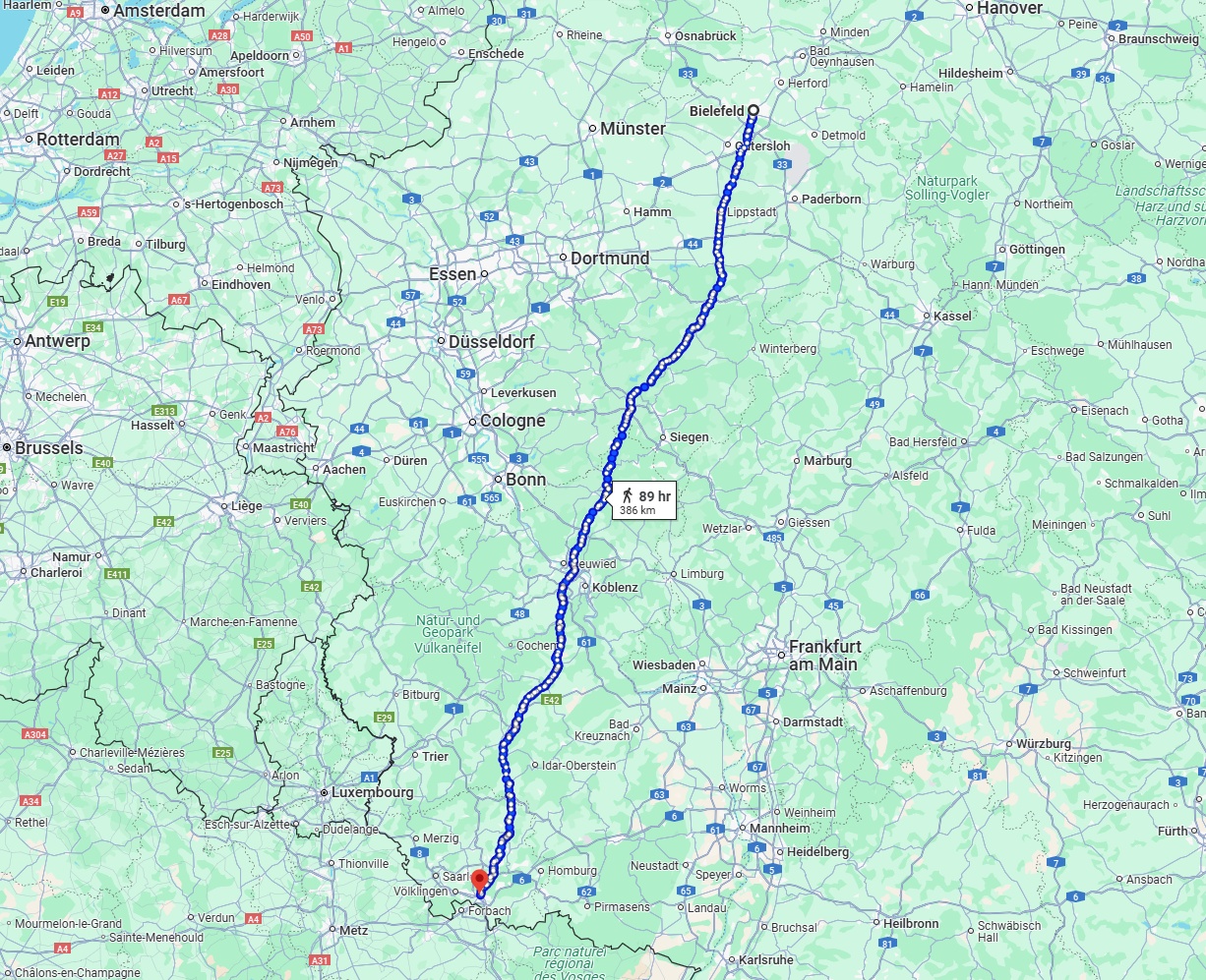 Anreise von Bielefeld Zu Saarbrücken Über 