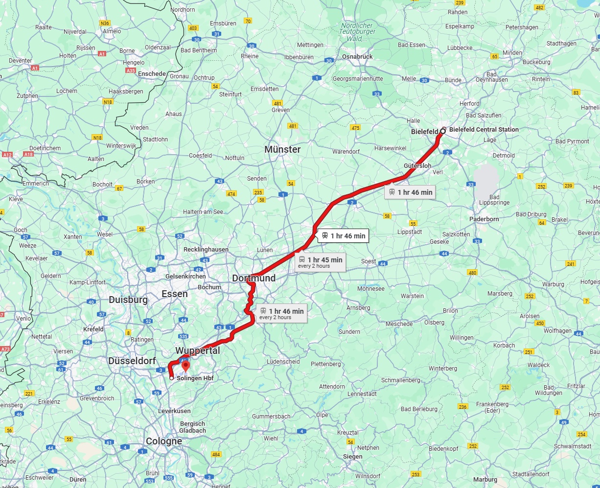 Anreise von Bielefeld Zu Solingen Über 