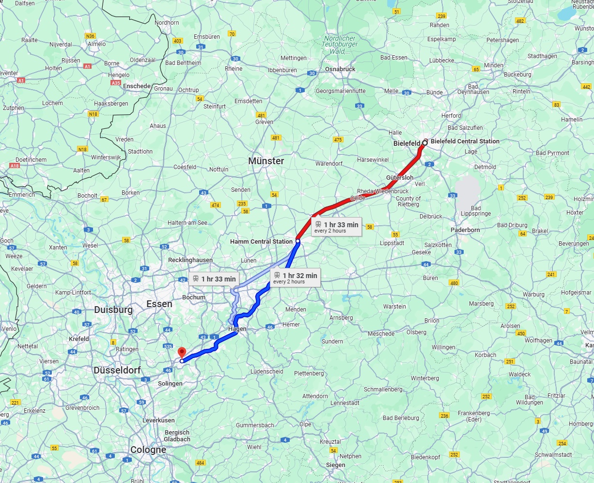 Anreise von Bielefeld Zu Wuppertal Über 