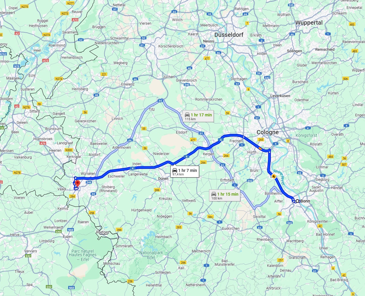 Anreise von Bonn Zu Aachen Über via A4