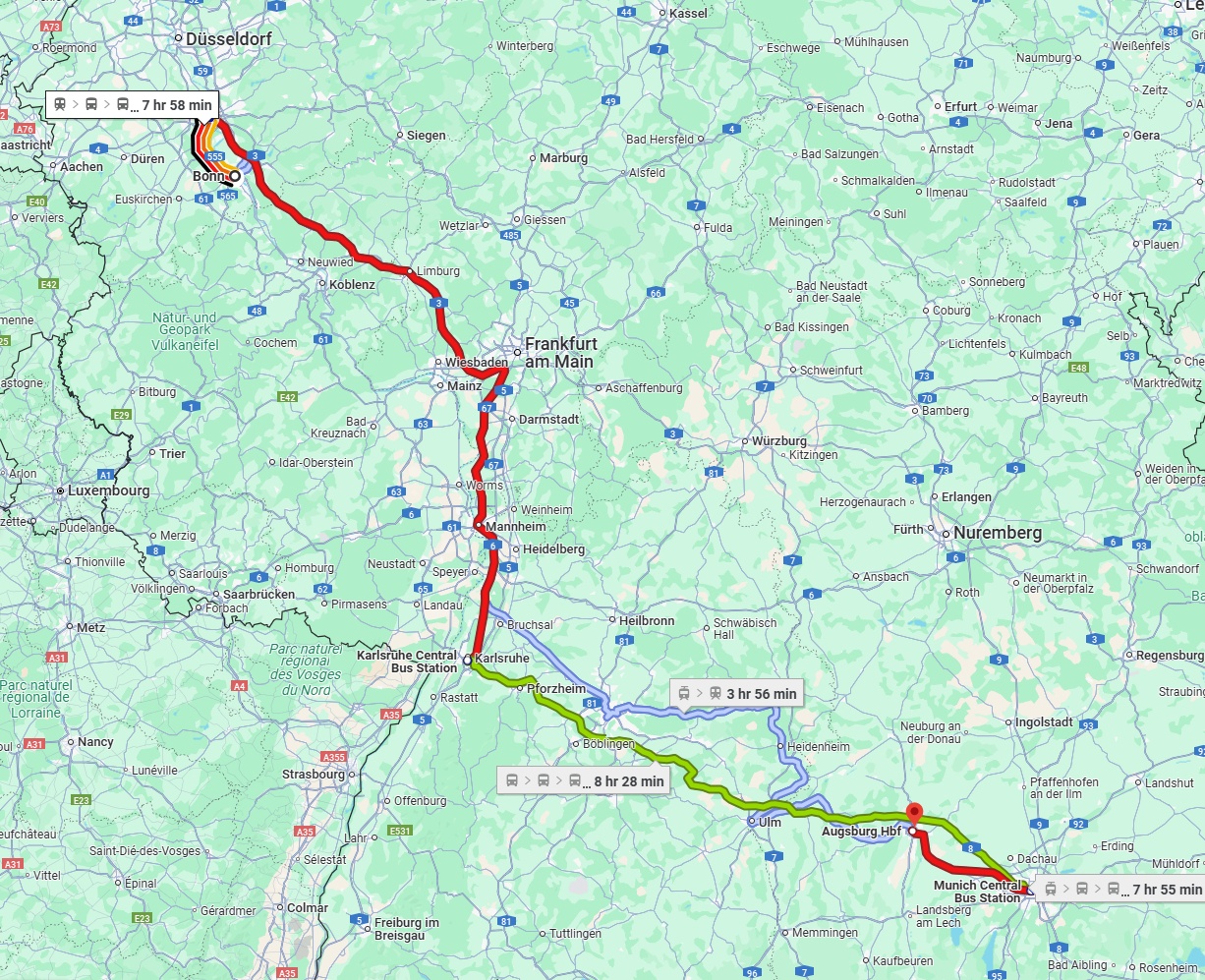 Anreise von Bonn Zu Augsburg Über 