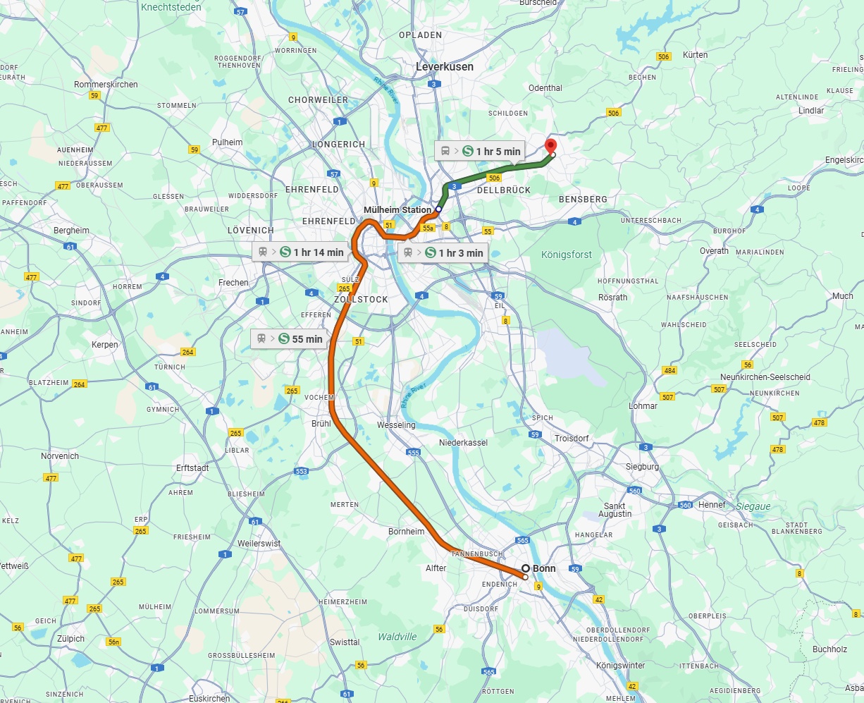 Anreise von Bonn Zu Bergisch Gladbach Über 
