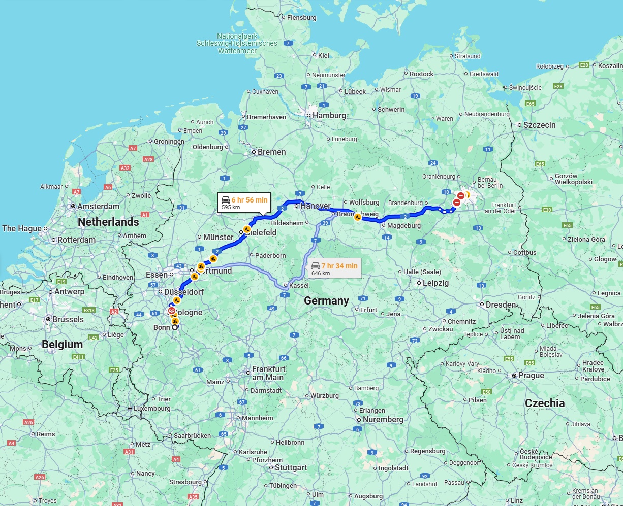 Anreise von Bonn Zu Berlin Über via A2