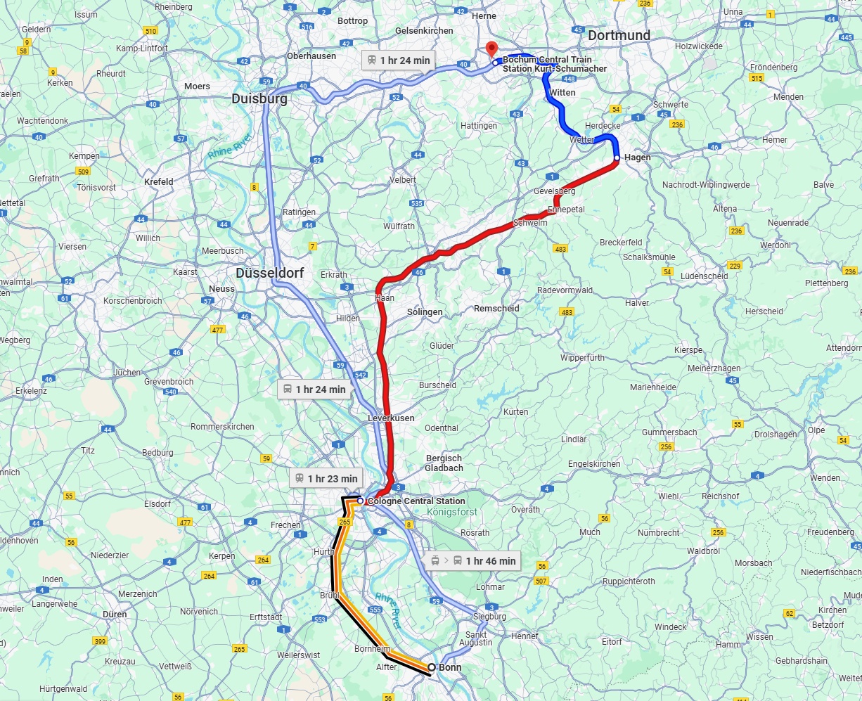 Anreise von Bonn Zu Bochum Über 