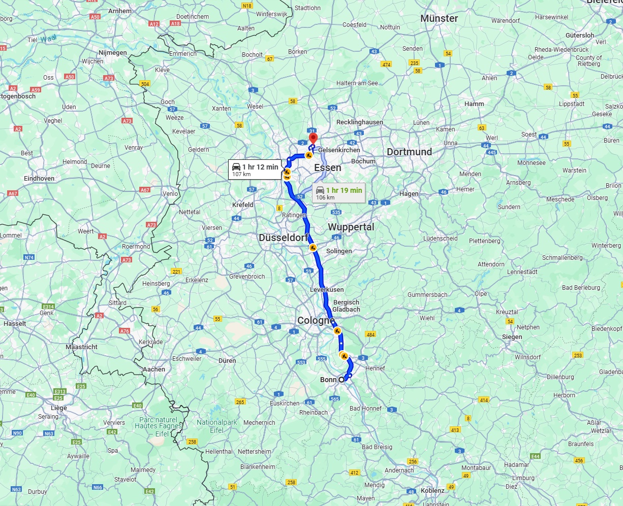 Anreise von Bonn Zu Bottrop Über via A3