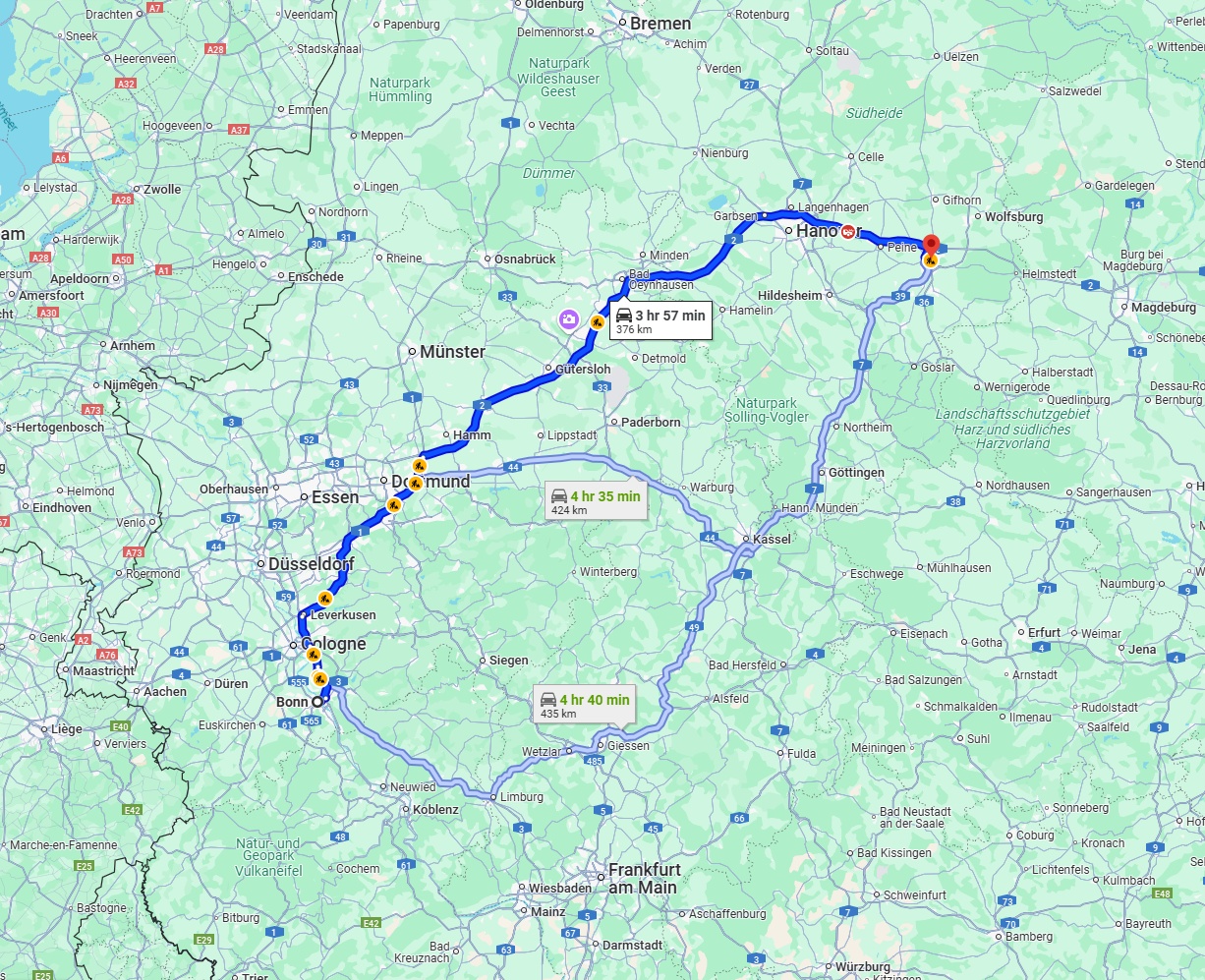 Anreise von Bonn Zu Braunschweig Über via A2
