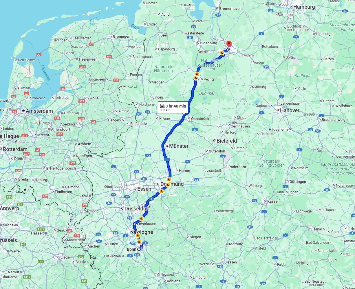 Anreise von Bonn Zu Bremen Über via A1