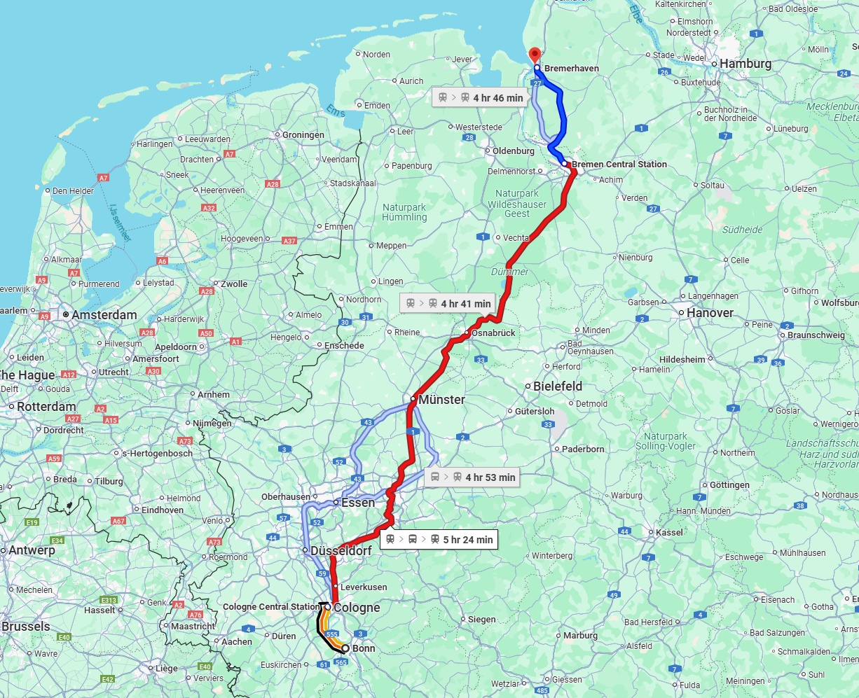 Anreise von Bonn Zu Bremerhaven Über 