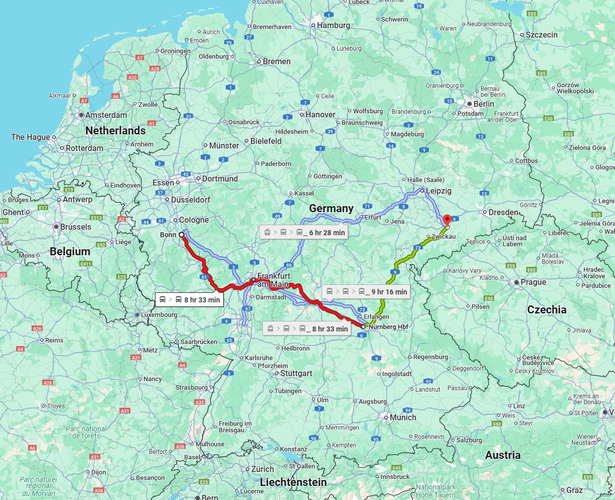 Anreise von Bonn Zu Chemnitz Über 
