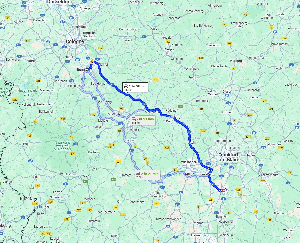 Anreise von Bonn Zu Darmstadt Über via A3