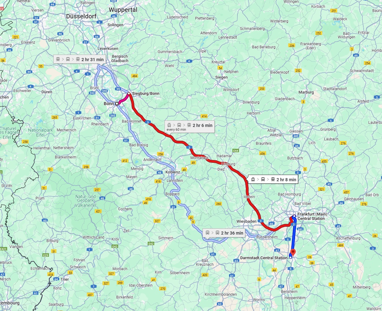 Anreise von Bonn Zu Darmstadt Über 