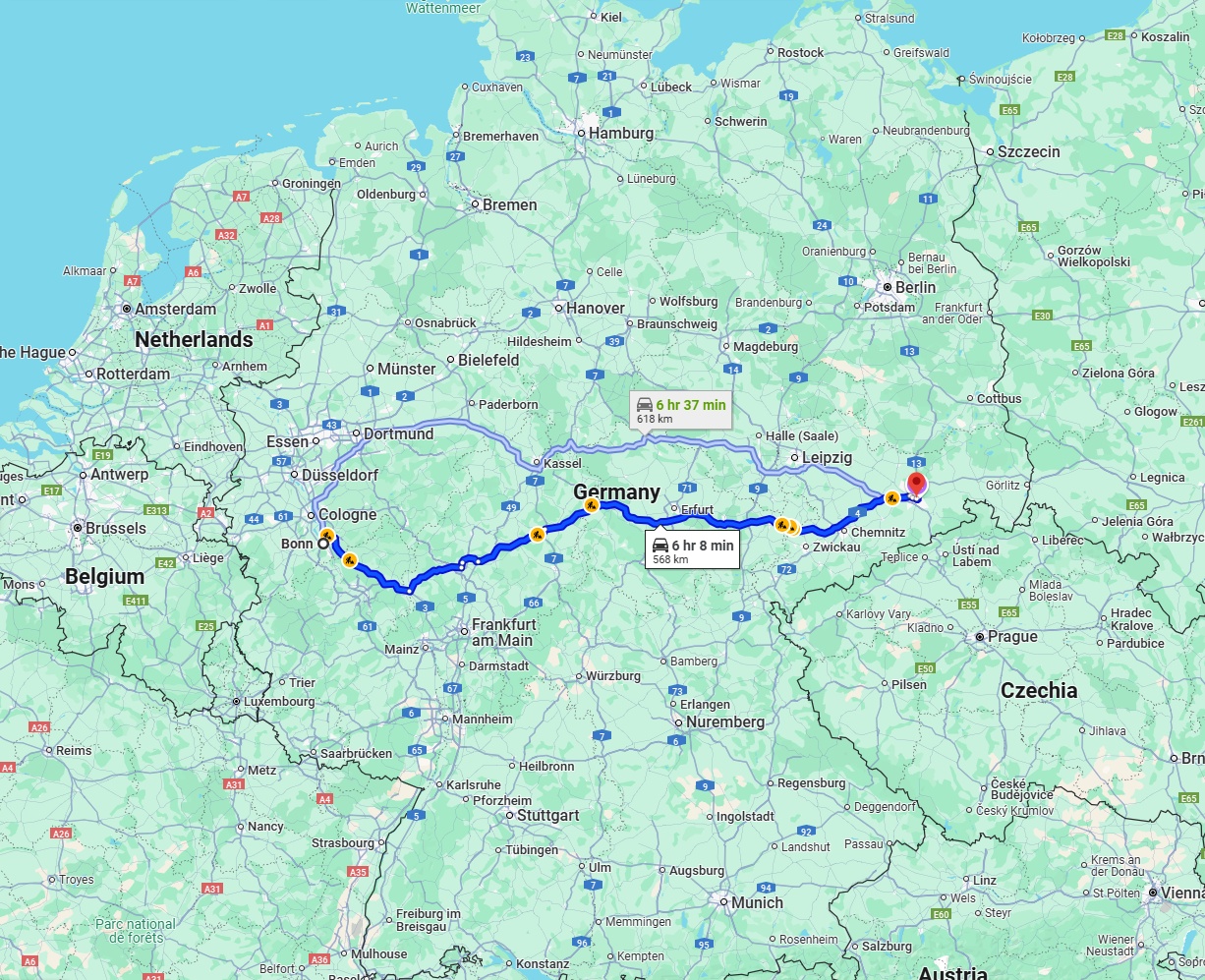 Anreise von Bonn Zu Dresden Über via A4