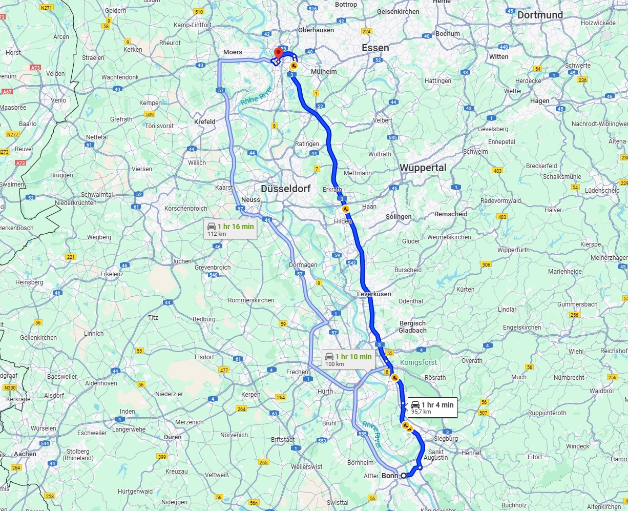 Anreise von Bonn Zu Duisburg Über via A3