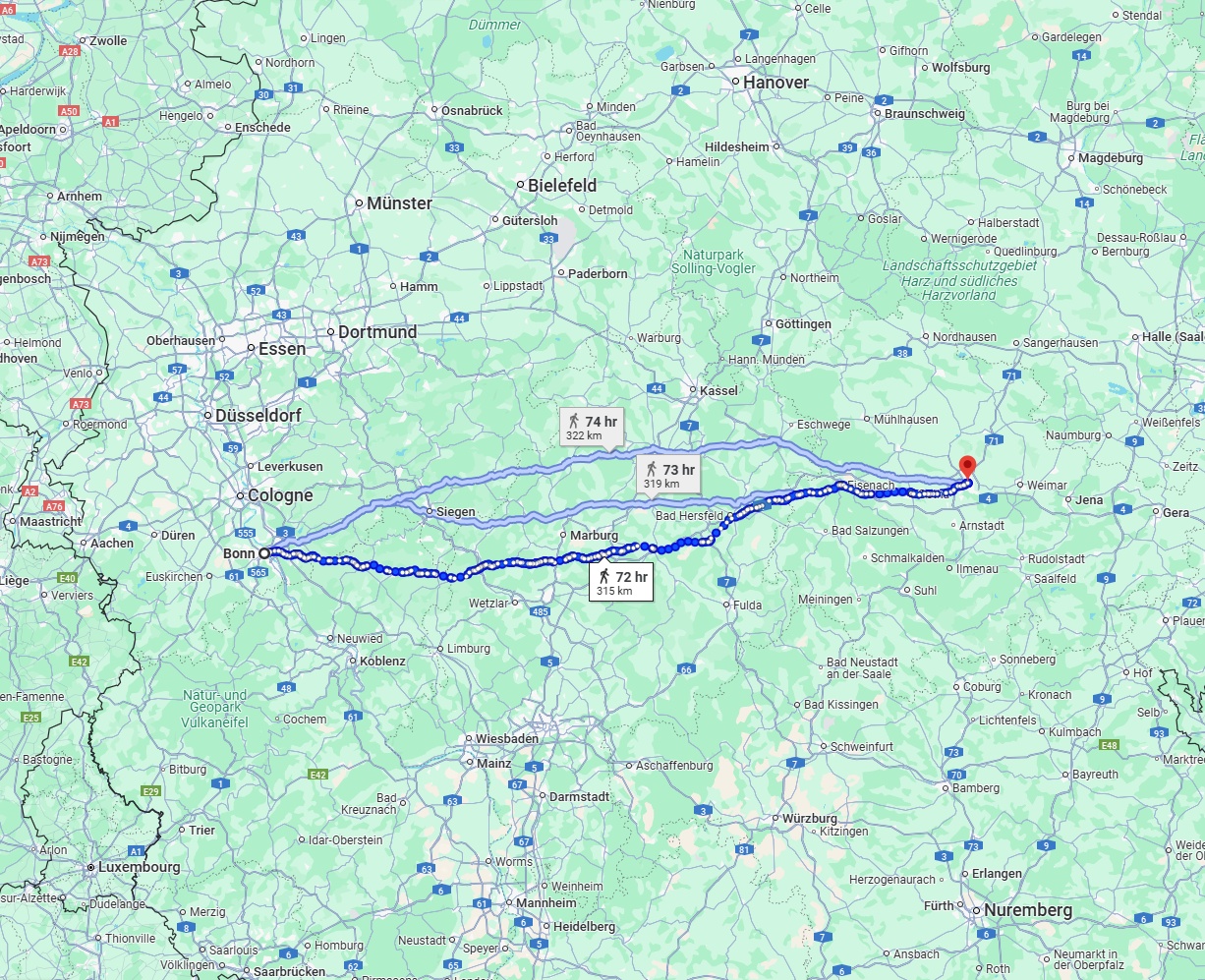 Anreise von Bonn Zu Erfurt Über 