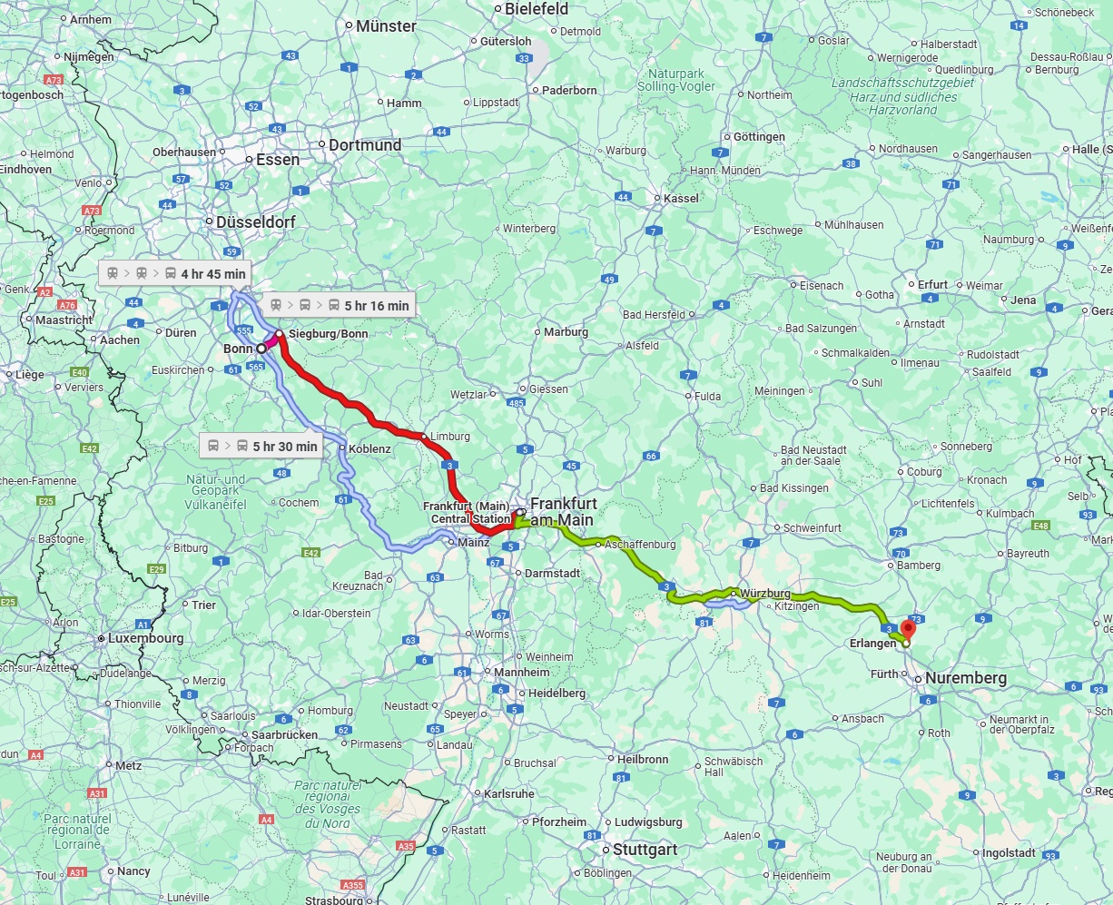 Anreise von Bonn Zu Erlangen Über 