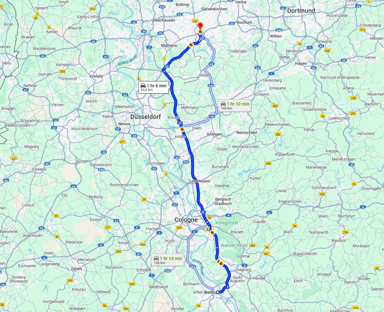Anreise von Bonn Zu Essen Über via A3