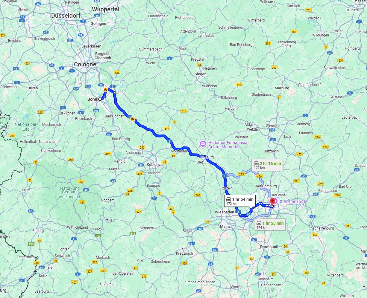 Anreise von Bonn Zu Frankfurt am Main Über via A3