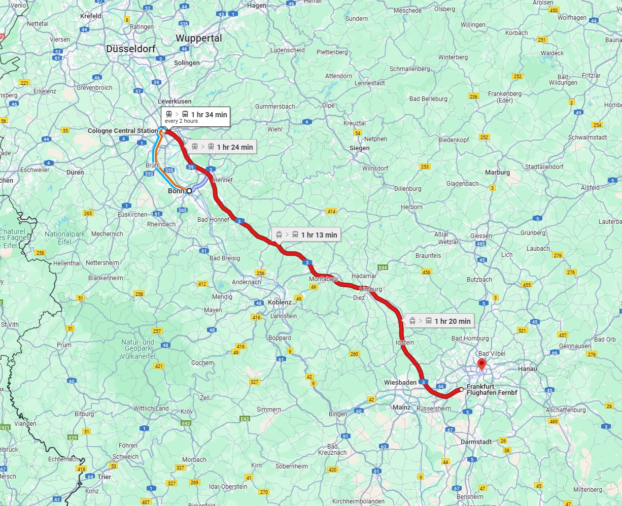 Anreise von Bonn Zu Frankfurt am Main Über 