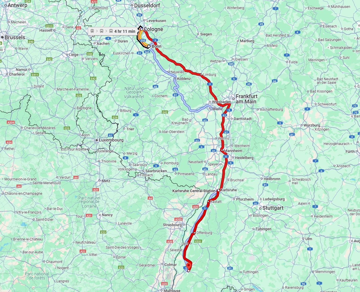 Anreise von Bonn Zu Freiburg im Breisgau Über 
