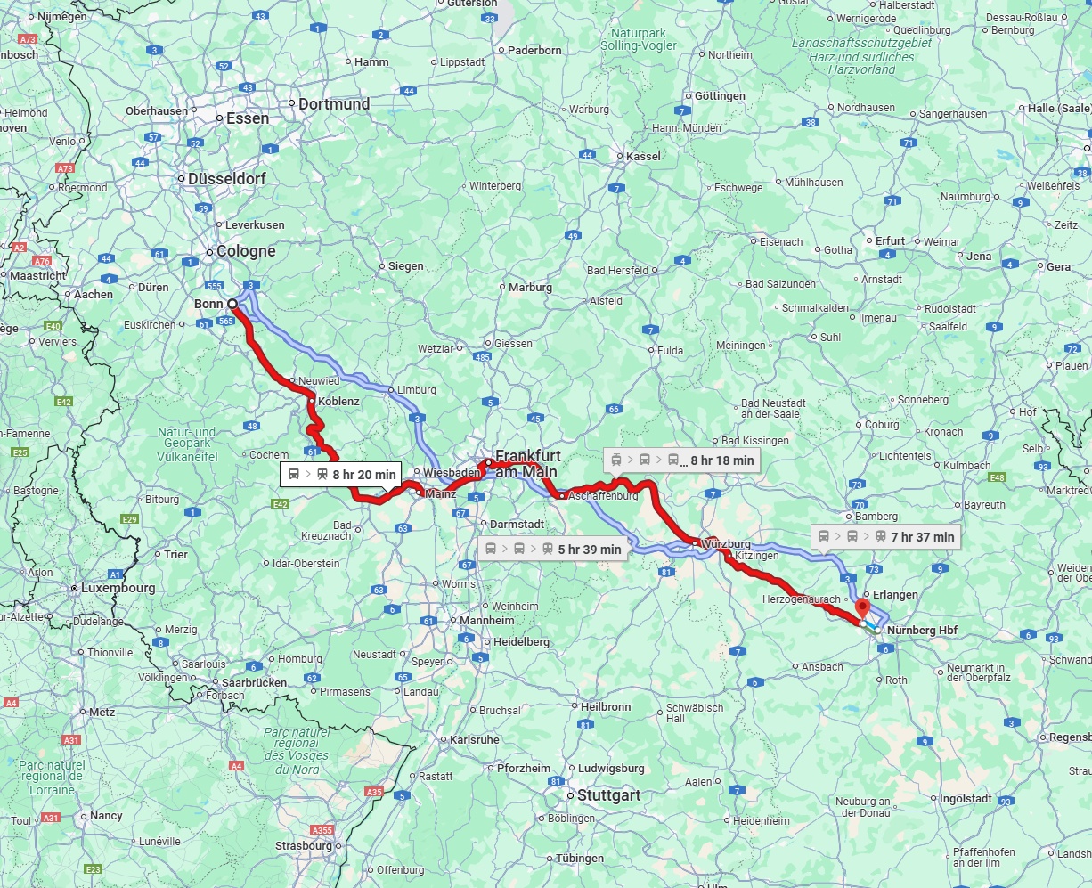 Anreise von Bonn Zu Fürth Über 