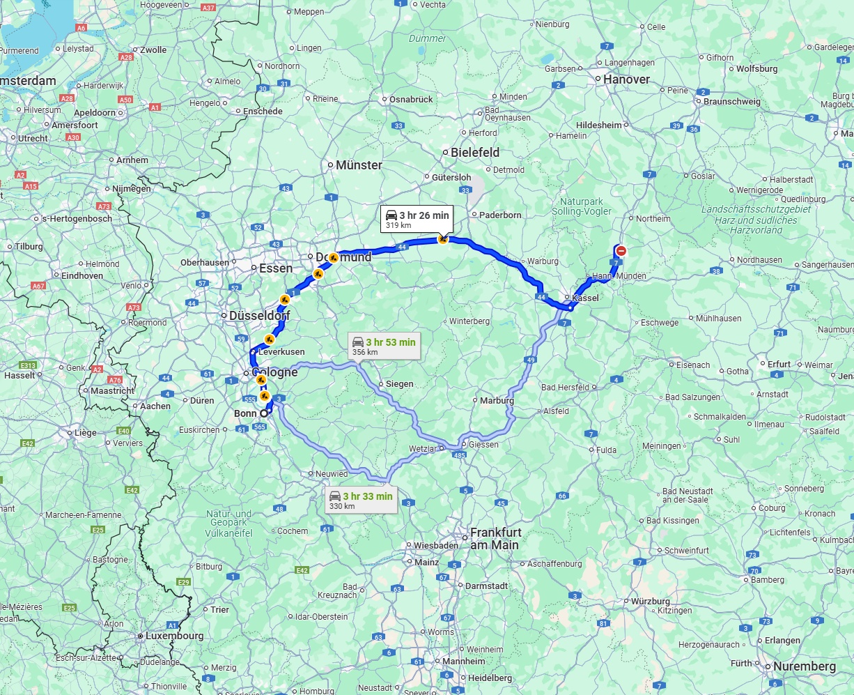 Anreise von Bonn Zu Göttingen Über via A44